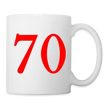 70. 70 YEARS. 70th ANNIVERSARY. 70 YEARS ANNIVERSARY. - Mug - white - Right
