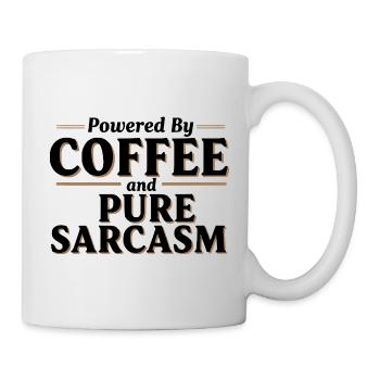 Angetrieben von Kaffee und purem Sarkasmus - Tasse - Weiß - Rechts