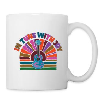 En harmonie avec Joy - Retro Sunset et Ukulélé - Mug blanc - blanc - Droite