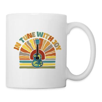 En harmonie avec Joy - Retro Sunset et Ukulélé - Mug blanc - blanc - Droite
