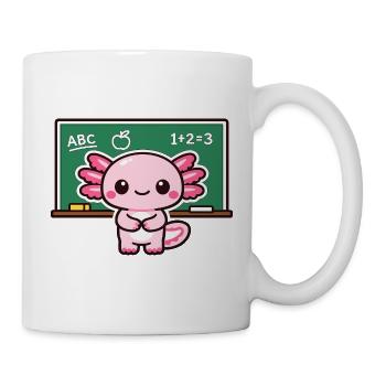 Kawaii apprenant le dragon devant un tableau noir - Mug blanc - blanc - Droite