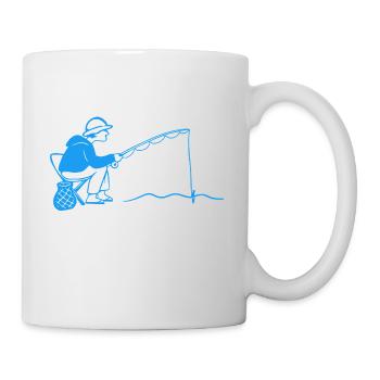 Ich bin nicht zum Spaß hier zum Angeln - Lustiger  - Tasse - Weiß - Rechts