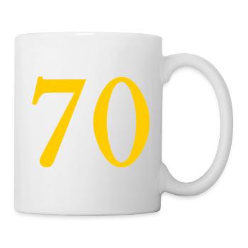 70. 70 YEARS. 70th ANNIVERSARY. 70 YEARS ANNIVERSARY. - Mug - white - Right