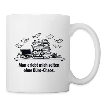 Büro-Chaos am Schreibtisch - Tasse - Weiß - Rechts