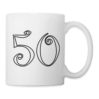 50. 50 JAHRE. 50-JÄHRIGES JUBILÄUM. 50-JÄHRIGES JUBILÄUM. - Tasse - Weiß - Rechts
