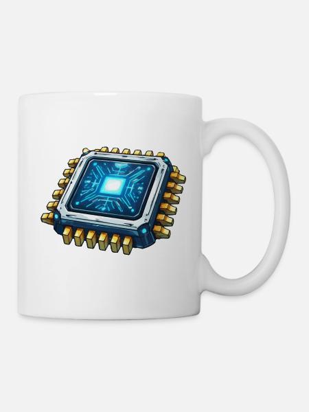 Leuchtender Mikrochip Digitalkern - Tasse - Weiß
