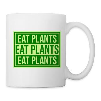 Eat Plants Funny Vegan Vegetarian Statement Logo - Mug - white - Right