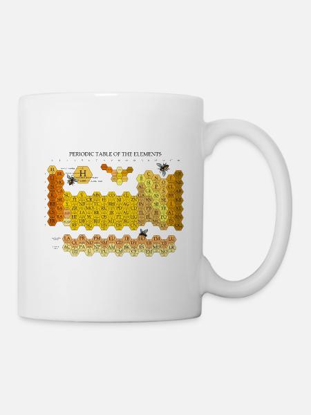Periodic Table Of The Elements Honeycomb With Bees - Mug - white