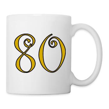 80. 80 JAHRE. 80. JUBILÄUM. 80-JAHRES-JUBILÄUM. - Tasse - Weiß - Rechts