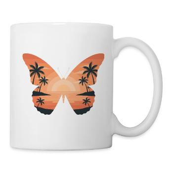 Sonnenuntergang Schmetterling am Strand - Tasse - Weiß - Rechts