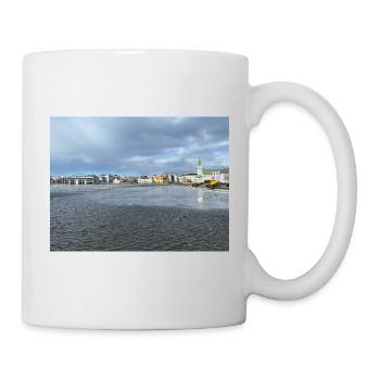 Panorama hivernal de Reykjavik - Mug blanc - blanc - Droite