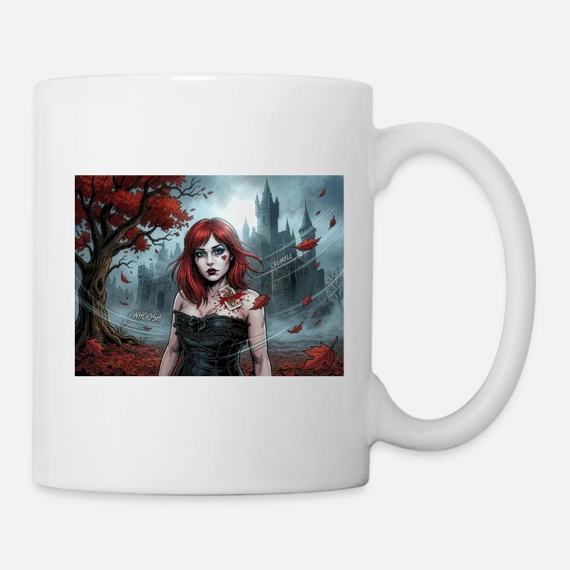 Femme gothique rousse dans la magie d’automne - Mug blanc - blanc