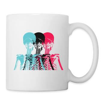 Pop Art Skeleton Neon Retro Design - Tasse - Weiß - Rechts