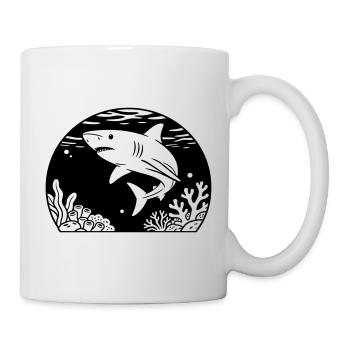 Hai mit Korallen - Tasse - Weiß - Rechts