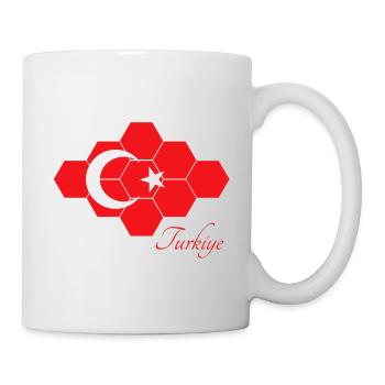 Türkische Flagge Hexagon-Pattern Türkei Turkey  - Tasse - Weiß - Rechts
