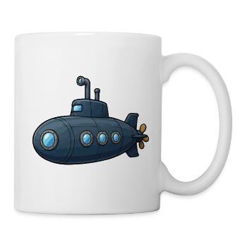 Blaues Cartoon-Uboot Abenteuer - Tasse - Weiß - Rechts