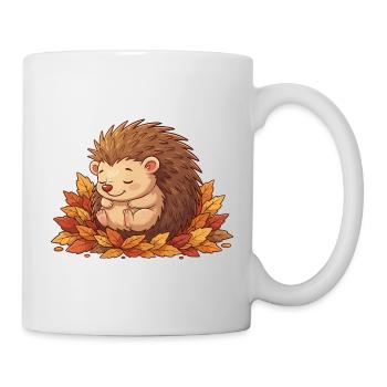 Hérisson câlin dans les feuilles d’automne - Mug blanc - blanc - Droite