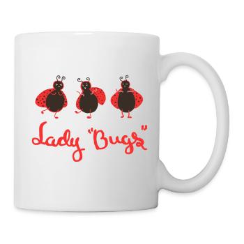 Trio de coccinelles dansantes – Dessin animé mignon - Mug blanc - blanc - Droite