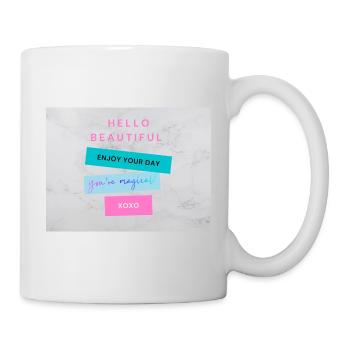 HELLO BEAUTIFUL Positive Aesthetic motivation - Tasse - Weiß - Rechts