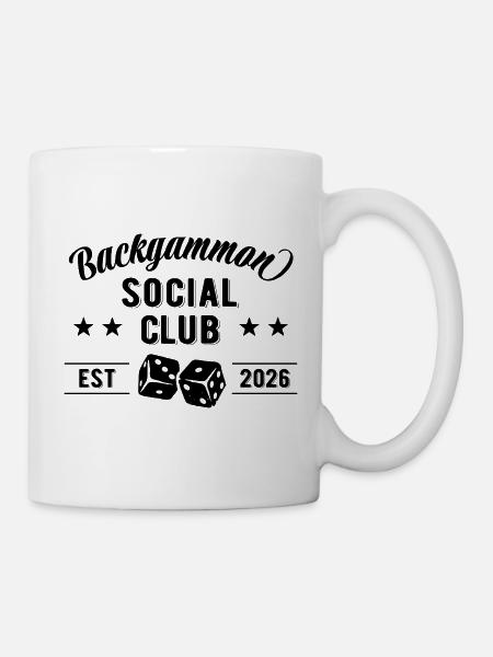 Backgammon Social Club | Name eintragen - Tasse - Weiß