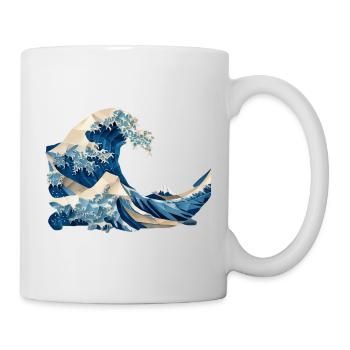 Hokusai Welle japanische Origami Kunst große Welle - Tasse - Weiß - Rechts