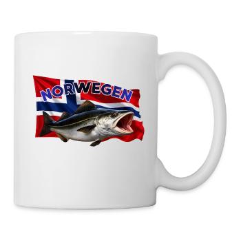 Norwegen Köhler Angeln - Seelachs Fishing - Tasse - Weiß - Rechts