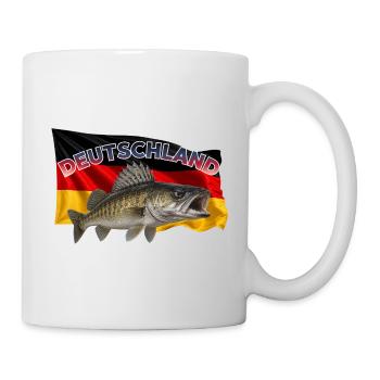Zander Angeln Deutschland - Stachelrittermotiv - Tasse - Weiß - Rechts