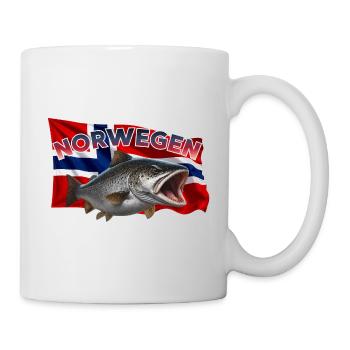 Forelle Angeln Norwegen - Fisch Motiv - Tasse - Weiß - Rechts