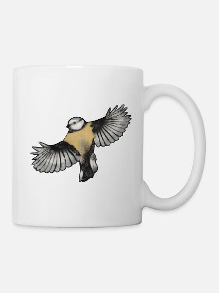 Colorful Bird in Flight - Printable Hand Carved - Mug - white