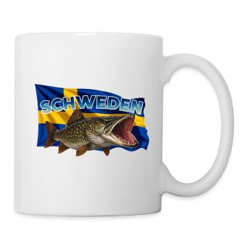 Schweden Hecht Angeln - Esox Motiv - Tasse - Weiß - Rechts