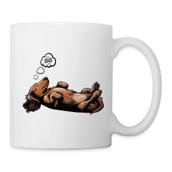 Langhaardackel Dackel Dackelhalter Teckel Tekkel - Tasse - Weiß - Rechts