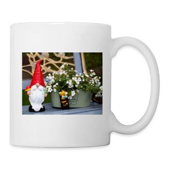 Garden gnome in flower pot - Mug - white - Right