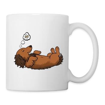 Langhaardackel Dackel Dackelhalter Teckel Tekkel - Tasse - Weiß - Rechts
