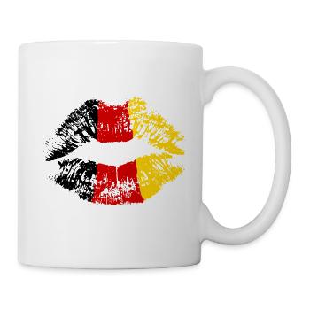  Kussmund Lippenstift Deutschland Farben Fanshirt - Tasse - Weiß - Rechts