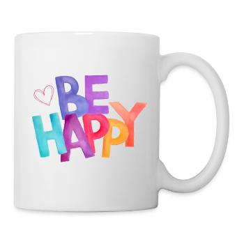 Be Happy Rainbow Watercolor Painting - Mug - white - Right