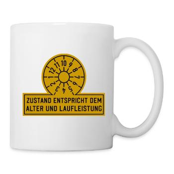 Zustand entspricht dem Alter lustige Auto Sprüche - Tasse - Weiß - Rechts