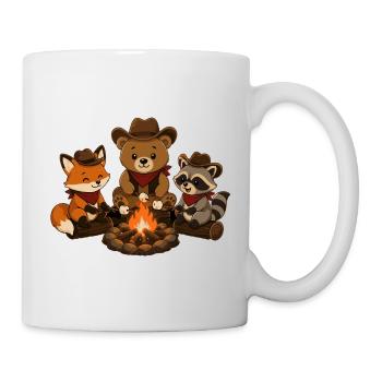 Camping animals around the campfire with marshmallows - Mug - white - Right