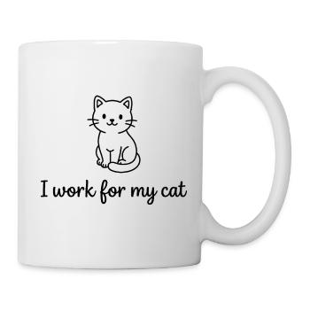 I Work For My Cat Funny Cat Owner Design - Mug - white - Right