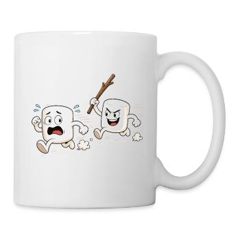 Motif comique Drôle de guimauves en fuite - Mug blanc - blanc - Droite