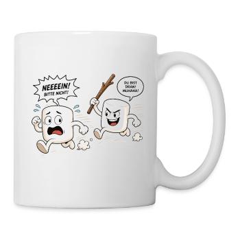 Lustige Marshmallow Verfolgungsjagd Comic  - Tasse - Weiß - Rechts