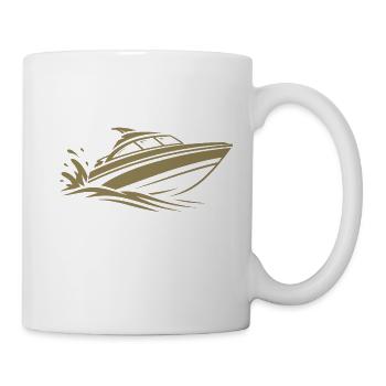 Motorboot Sportboot Minimalistische Silhouette - Tasse - Weiß - Rechts