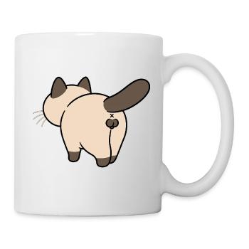 Querkatze mit Kullerpfoten - Tasse - Weiß - Rechts