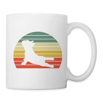 Silhouette de yoga teckel au coucher du soleil - Mug blanc - blanc - Droite
