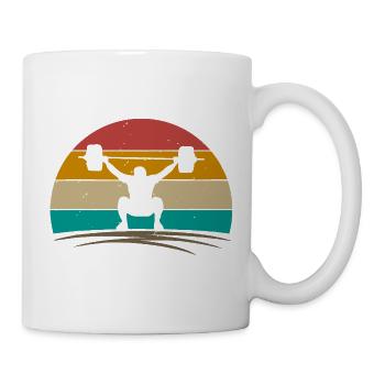 Silhouette rétro du télésiège couchant de soleil - Mug blanc - blanc - Droite