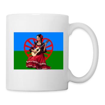 Rote Flamenco-Gitarre auf Trikolor-Hintergrund - Tasse - Weiß - Rechts