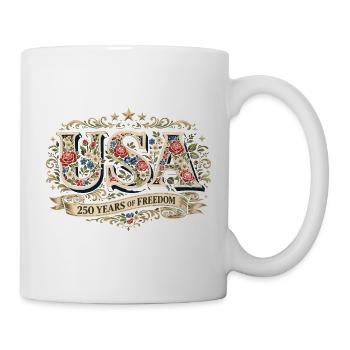 USA 250 Years Of Freedom Vintage Floral Design - Mug - white - Right