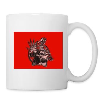 Crimson Succulent Skizze auf Rot - Tasse - Weiß - Rechts