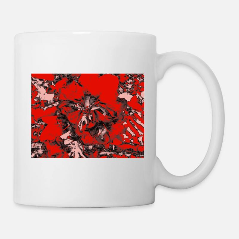 Roter Floralakzent - Tasse - Weiß