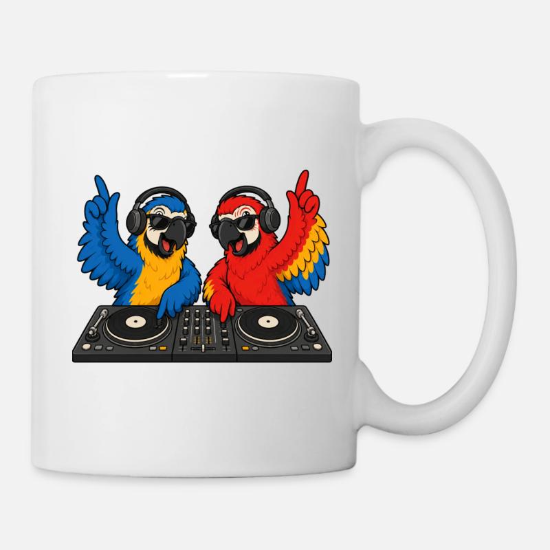 Papageien DJ-Duo - Tasse - Weiß