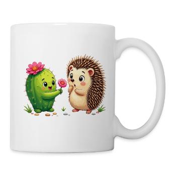 Ami Cactus & Hérisson : L’Amitié de la Fleur - Mug blanc - blanc - Droite